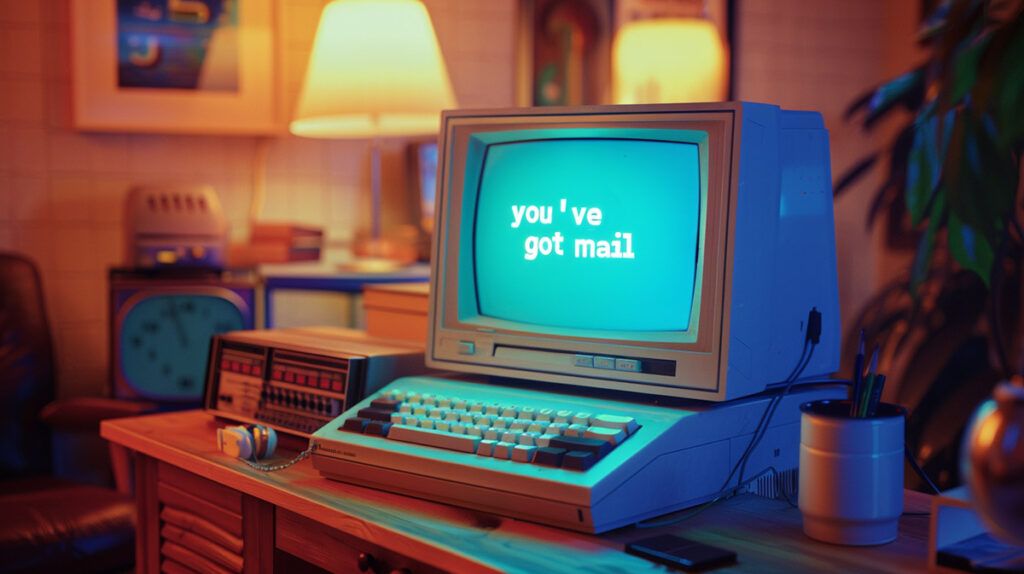 illustration of an old computer that uses dial-up internet