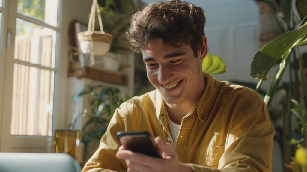 man accessing 5G internet on his smartphone