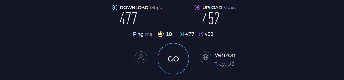Verizon FiOS G1100 Speed Test