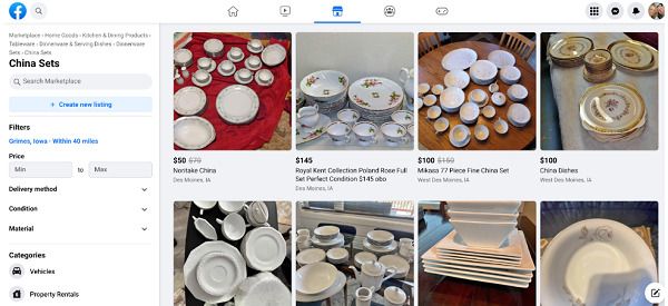Facebook Marketplace sell used china
