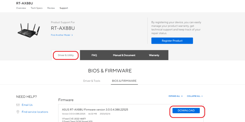 Download and save firmware on your local storage drive