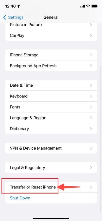 Choose transfer or reset iPhone