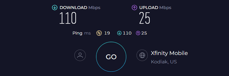 Xfinity Mobile Internet Speed Test