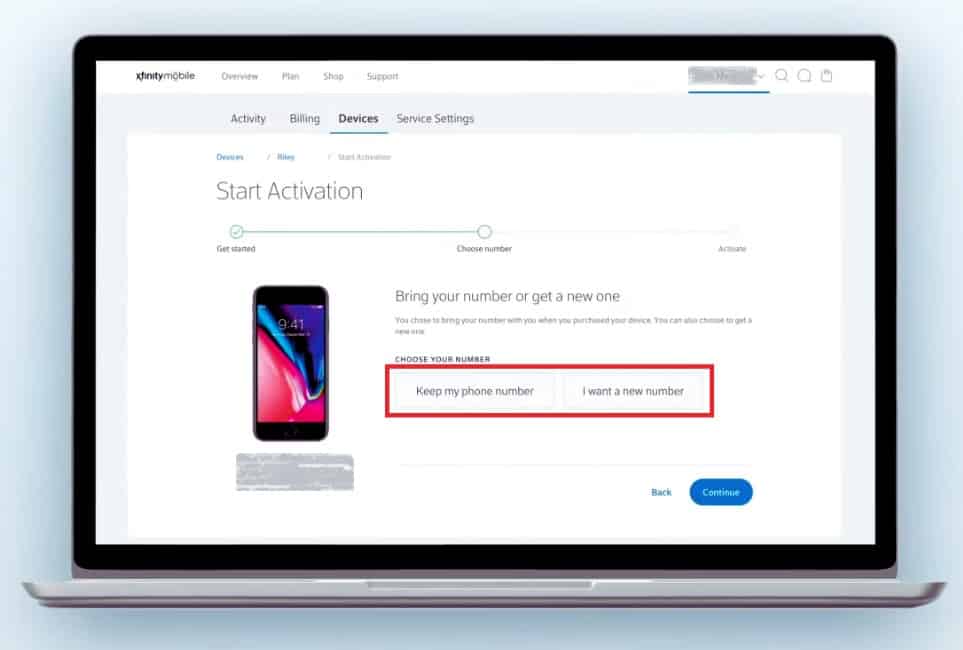 select new number or retain the existing number