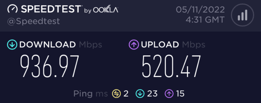 ASUS ZenWiFi XT8 Speed Test