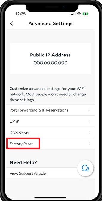 Choose Factory reset from menu