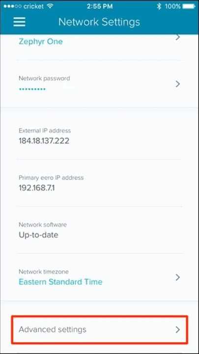 Go to Advanced Settings