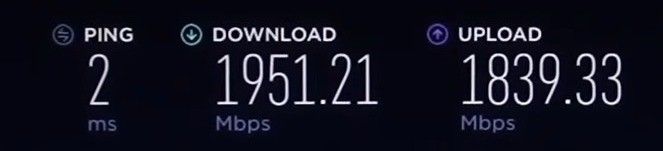 Google Fiber 2 Gig Speed Test