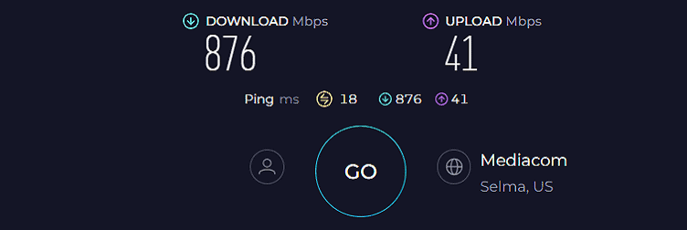 Netgear CM1100 Speed Test