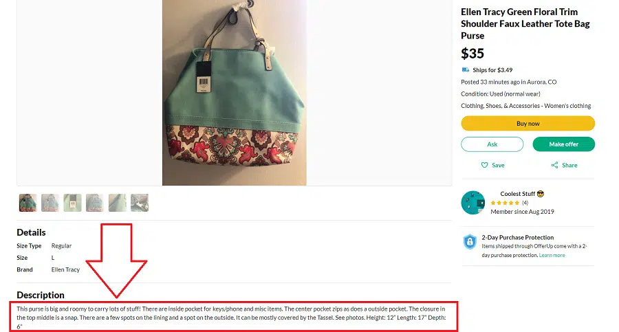 OfferUp Listing Description