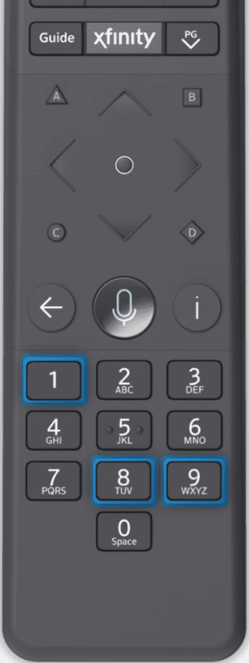 Press 9-8-1 on Xfinity Remote