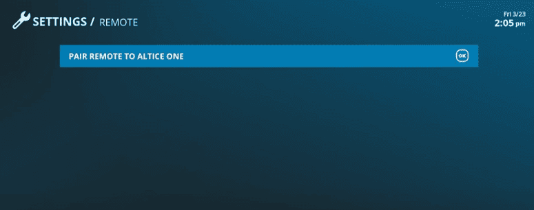 Select pair remote to Altice one