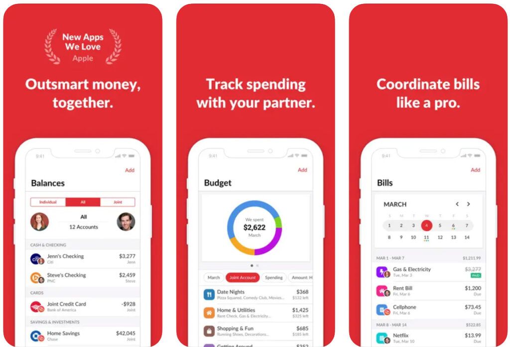 screenshot of the Honeydue budgeting app